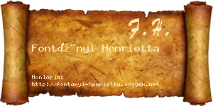 Fontányi Henrietta névjegykártya
